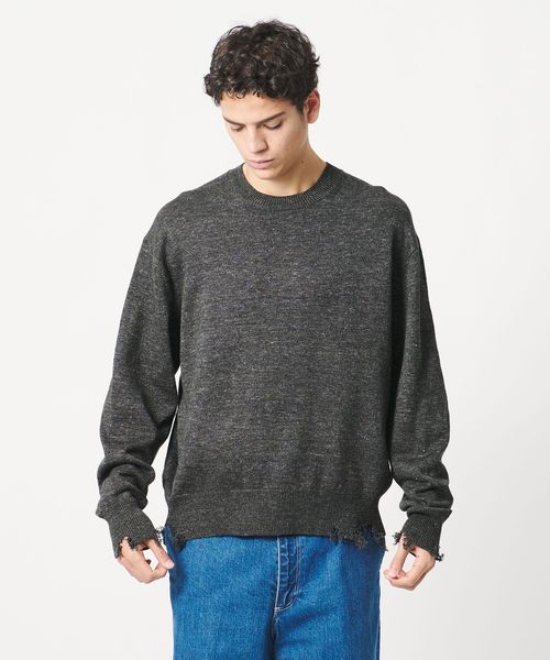 LOEFF/＜LOEFF＞ダメージ ニット プルオーバー UNISEX/ニット / セーター