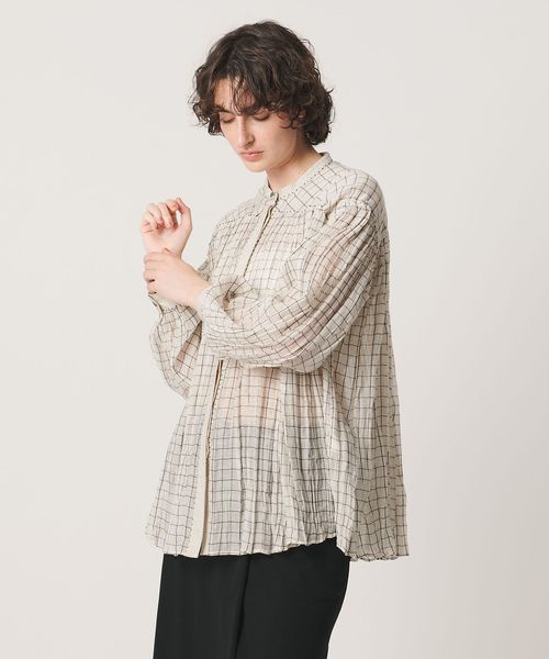 Pheeta/＜Pheeta＞Mona ノーカラー チュニック CHECK / 016C―41C/シャツ / ブラウス