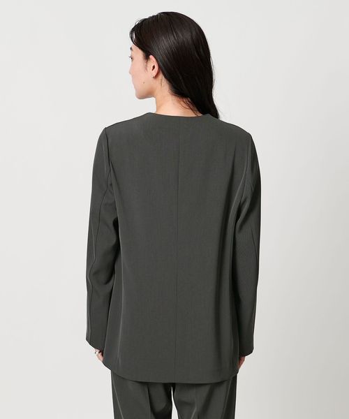【未使用品】MARW UNITED ARROWS ノーカラージャケット グレー MARW UNITED ARROWS＞ツイル ノーカラー ジャケット
