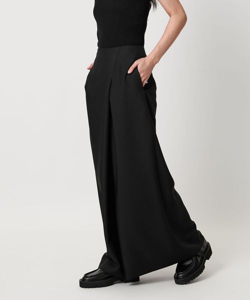 ＜MARW UNITED ARROWS＞タック ロングスカート　ブラック　36 MARW UNITED ARROWS＞フロントタック ロングスカート