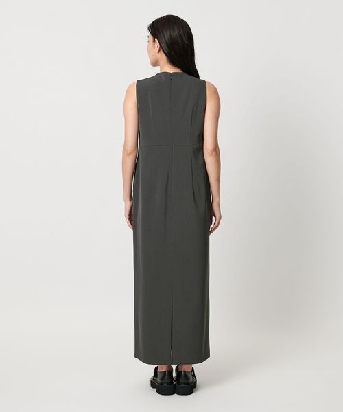 ノースリーブロングワンピース ピンク黒パターン MARW UNITED ARROWS＞ツイル ノースリーブ ロング ワンピース