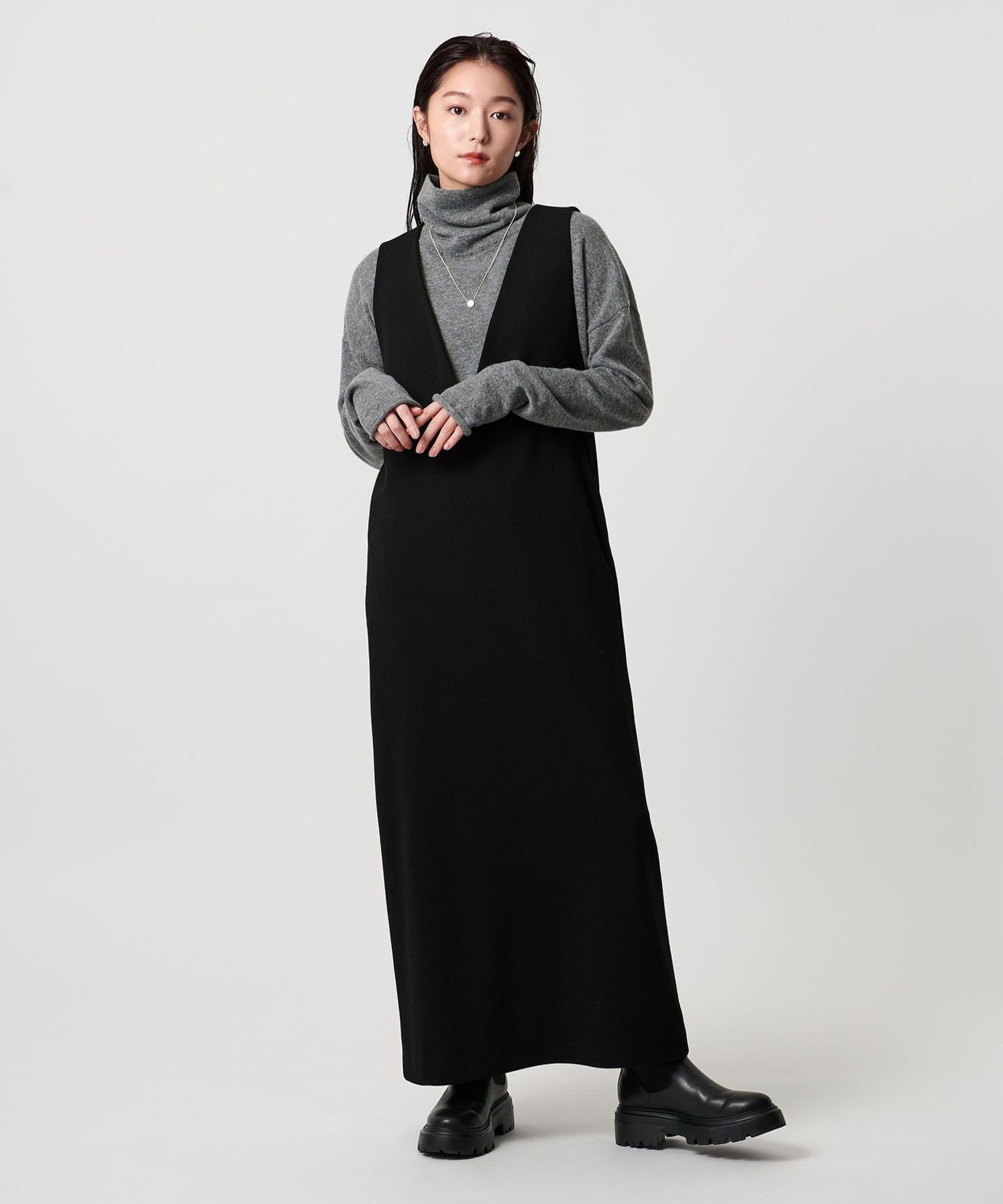 MARW UNITED ARROWS＞ジャージー Vネック ワンピース