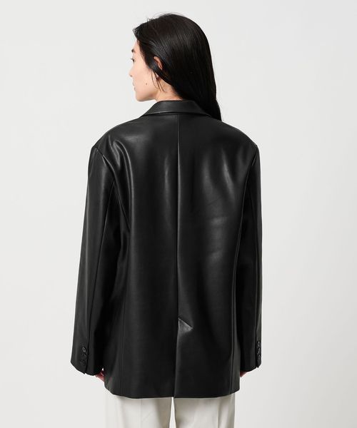 【美品】UNITED ARROWS　レザーテーラードジャケット　ブラック　M MARW UNITED ARROWS＞レザーライク ジャケット