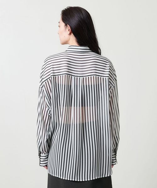 MARW UNITED ARROWS＞ストライプ シアー オーバーシャツ