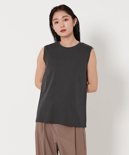 MARW UNITED ARROWS◆ノースリーブカットソー/FREE/ナイロン/BLK/9118-699-0005 MARW UNITED ARROWS＞ベーシック ノースリーブ Tシャツ ‐汗ジミ防止‐