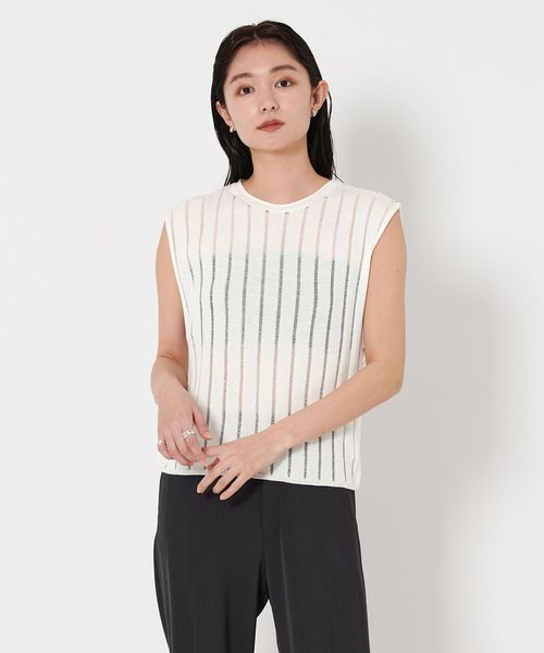 MARW UNITED ARROWS＞シアー ストライプ ニット