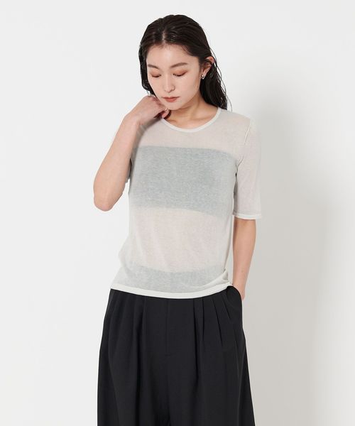 MARW UNITED ARROWS＞5分袖 シアー ニット