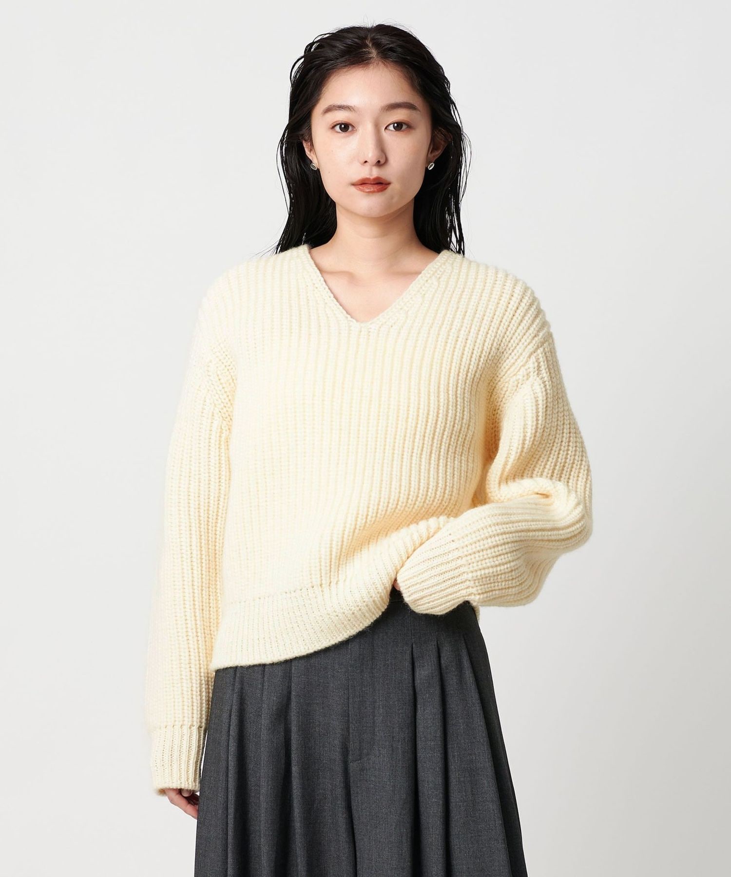 MARW UNITED ARROWS＞Vネック アゼ ニットプルオーバー