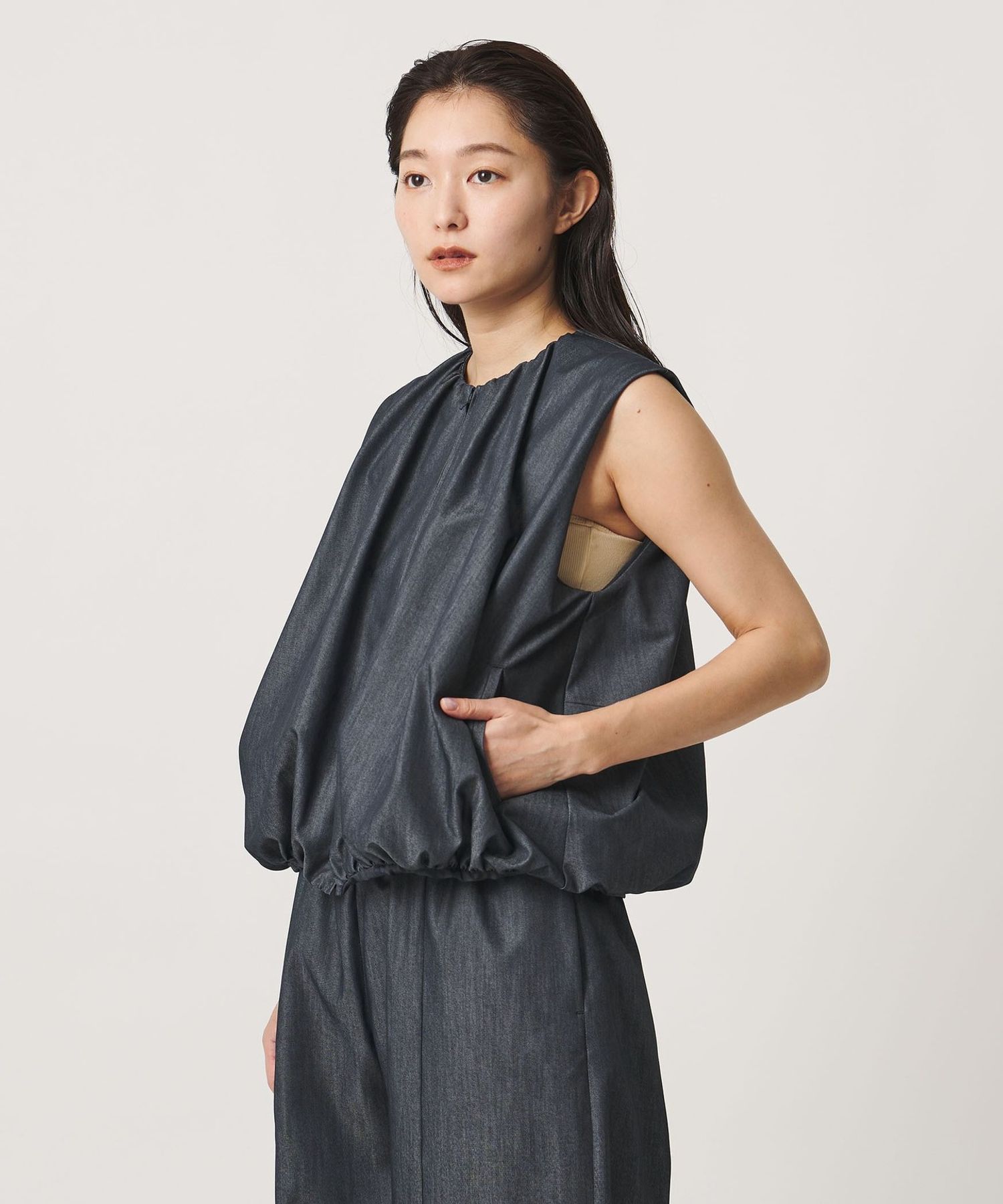MARW UNITED ARROWS＞シャンブレー ジップアップ ブラウス