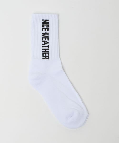 NICE WEATHER/＜NICE WEATHER＞ロゴソックス/big logo/white 2/ソックス / 靴下
