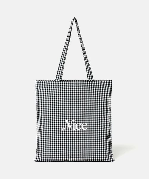 NICE WEATHER/＜NICE WEATHER＞ギンガムチェック シグネチャーロゴ トートバッグ/トートバッグ