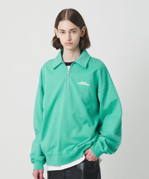 NICE WEATHER/＜NICE WEATHER＞ロゴ スウェットハーフジップ/スウェット / パーカー