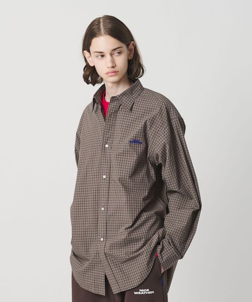NICE WEATHER/＜NICE WEATHER＞ロゴ チェックシャツ/シャツ / ブラウス